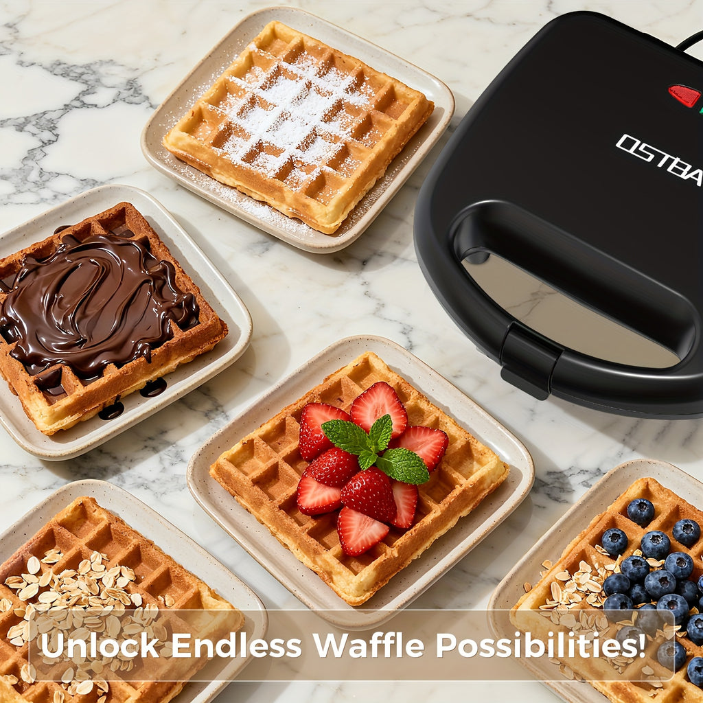 Two-Slice Belgian Waffle Maker with Listed 750W Power, Nonstick Waffle Iron and Indicator Lights, ABS07-W-Waffle Plates Model for Home Breakfasts and Snacks