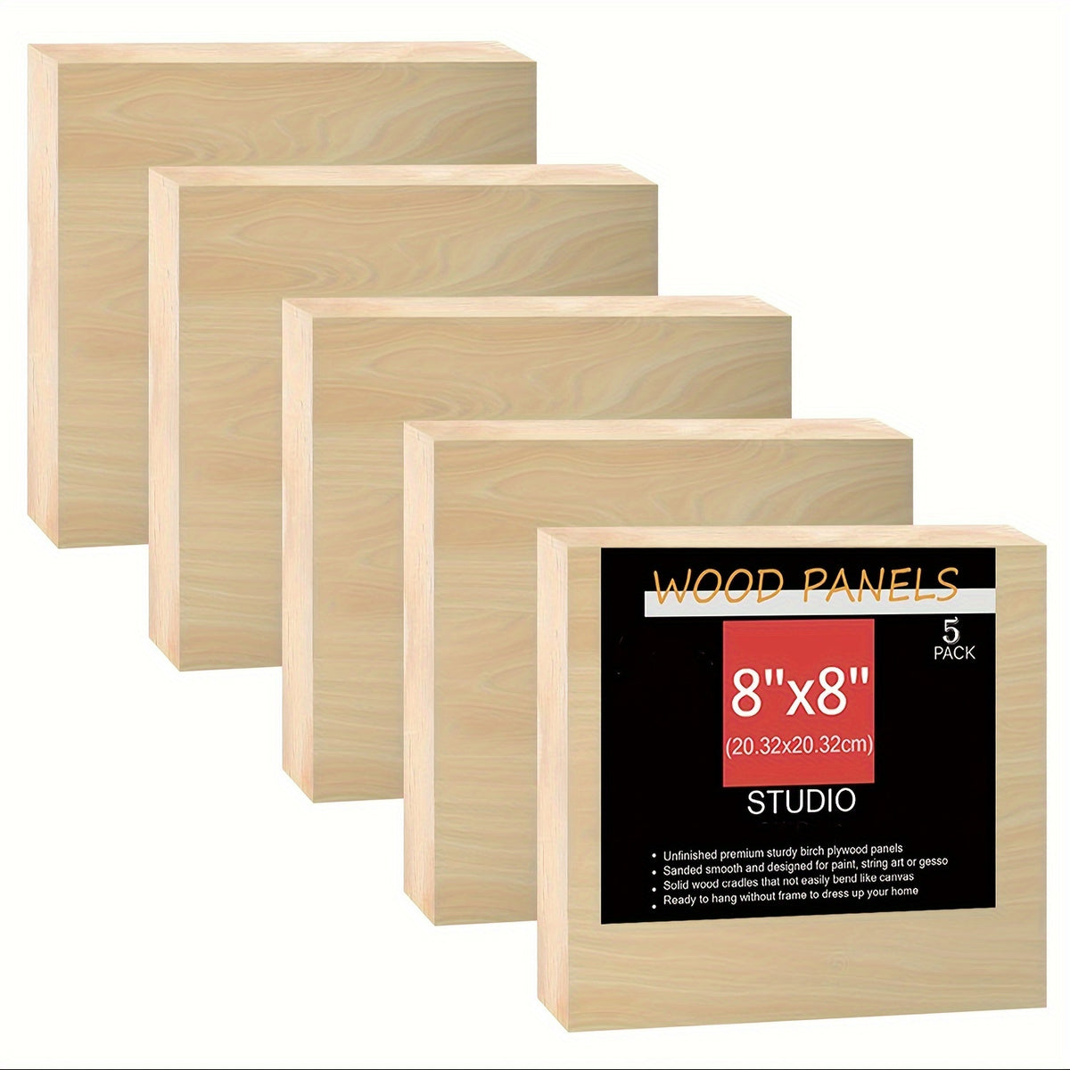 Cradled Wood Painting Panels by Cupohus, Unfinished Wooden Art Boards for Pouring Paint, DIY Crafts and Creative Projects with Multiple Size Options