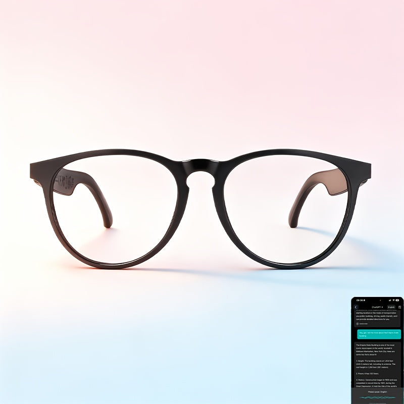 164-Language Smart Translation Glasses with Music Playback, Phone Calls and AI Voice Assistant, Unisex Audio Eyewear for Travel and Everyday Conversations