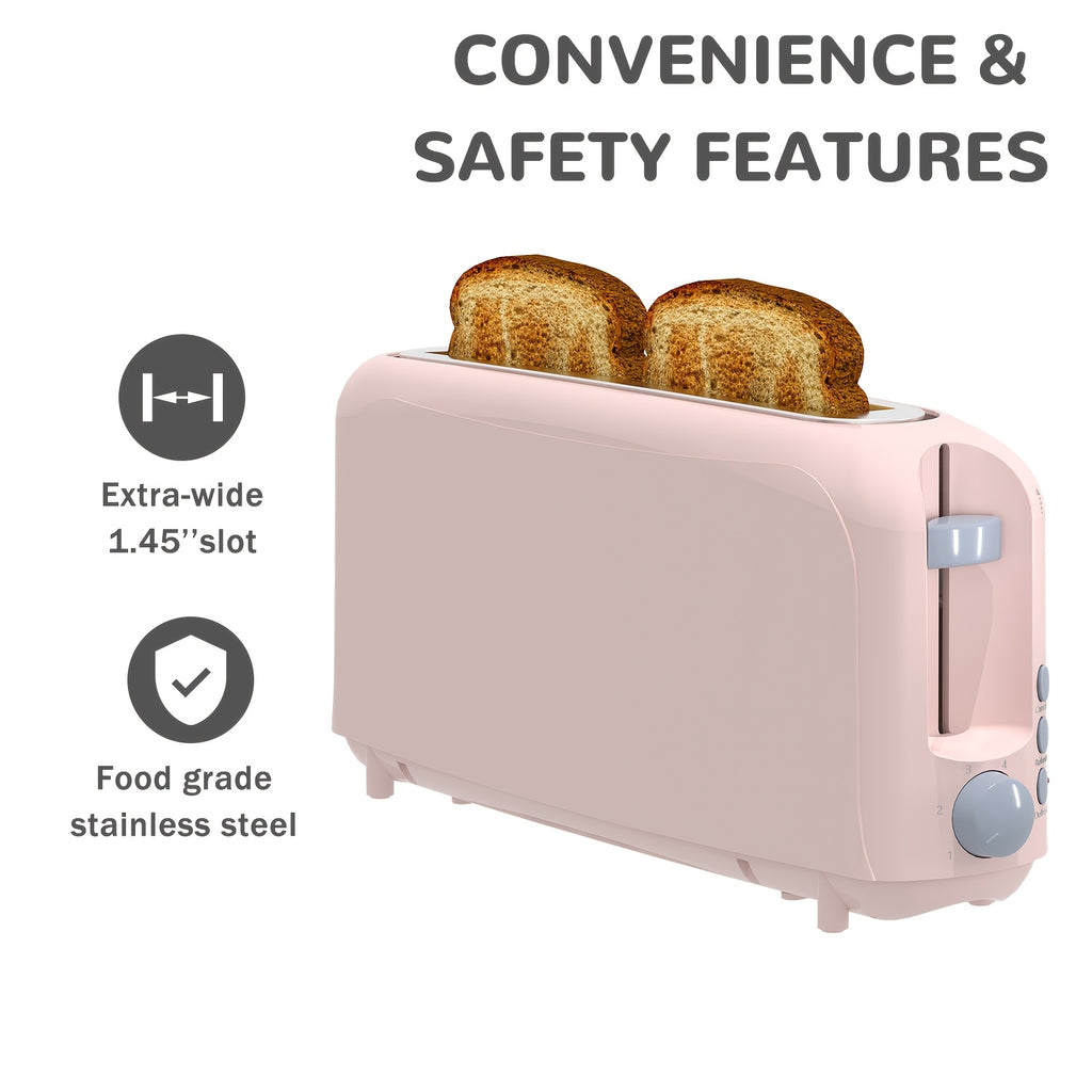 Six-Shade 2 Slice Toaster with 750W Heating, Cancel, Reheat and Defrost Functions, Removable Crumb Tray and Six Color Options for Home Breakfast Preparation