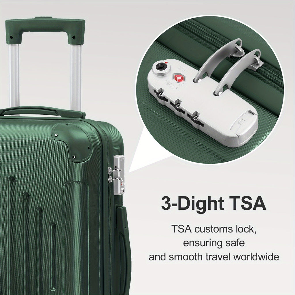 ABS Hardshell Spinner Luggage with Listed TSA Lock, 20, 24 or 28 Inch Size Options in Five Colors for Vacation Packing, Business Trips and Everyday Travel