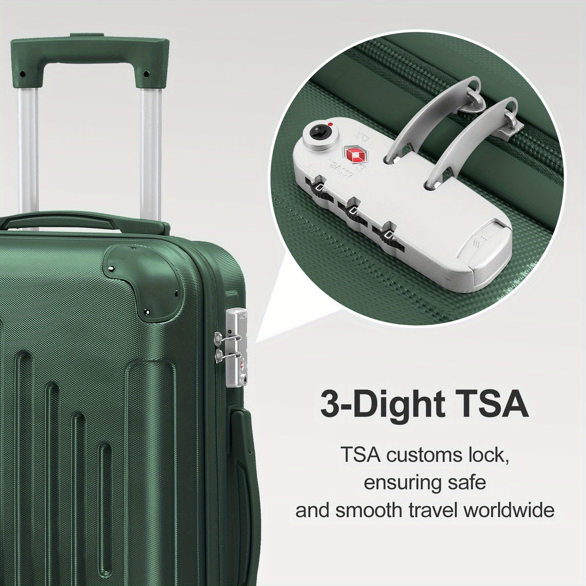 ABS Hardshell Spinner Luggage with Listed TSA Lock, 20, 24 or 28 Inch Size Options in Five Colors for Vacation Packing, Business Trips and Everyday Travel