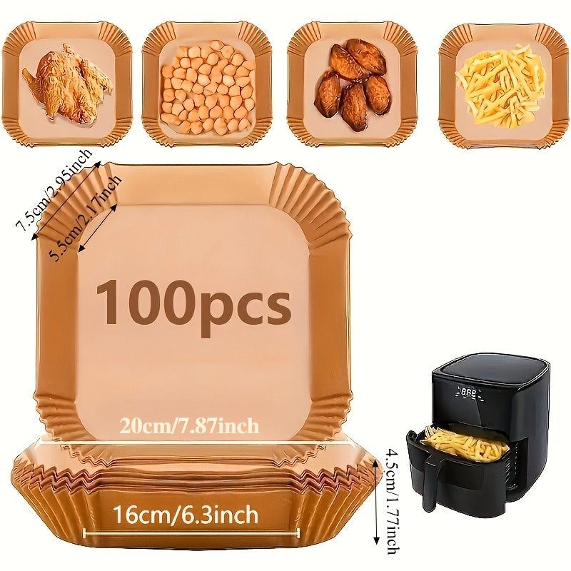 100-Pack/50-Pack Air Fryer Liners - Universal for Oven & Microwave, Non-Stick Parchment Paper - No Coating, Heat-Resistant for Home & Commercial Use