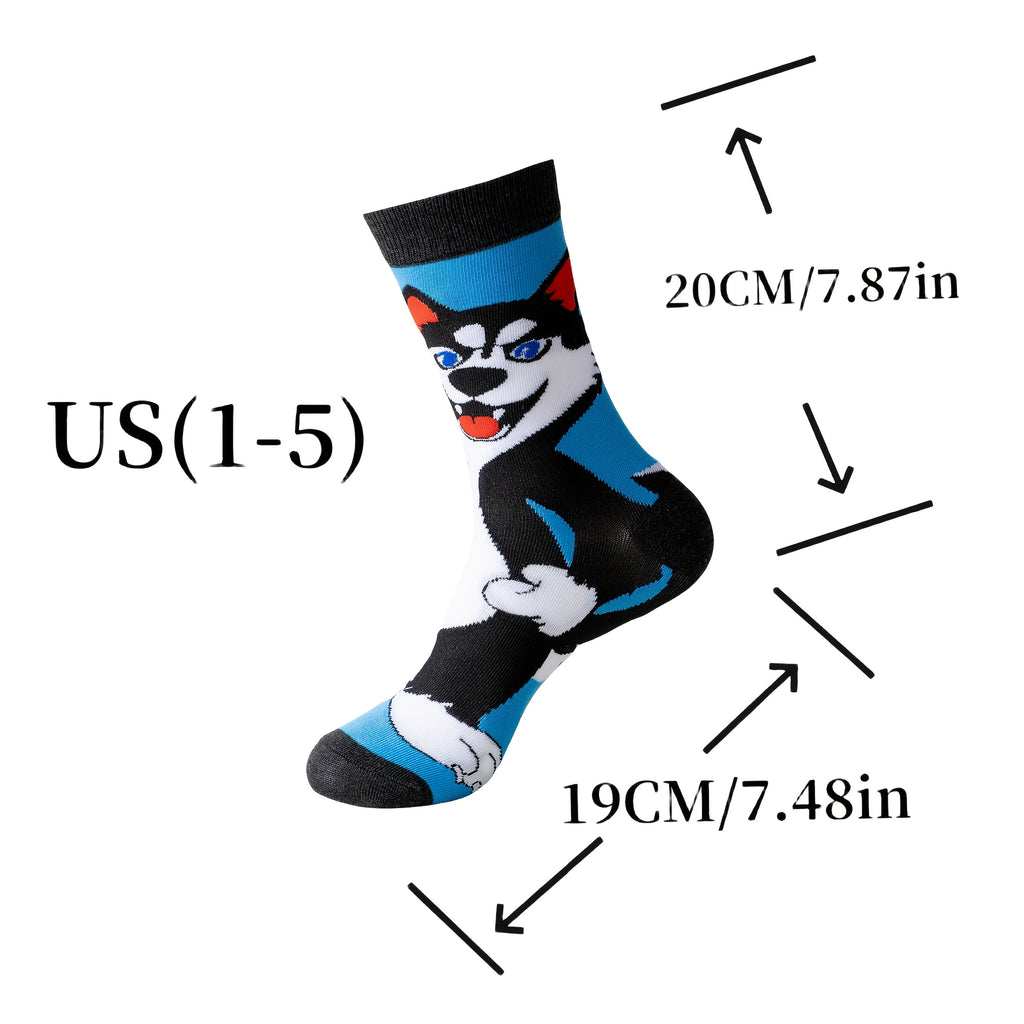 Cartoon Knitted Sock Multipacks, One-Size Casual Mid-Tube Socks with 5, 10, 12 or 22-Pair Random Color Labels and a 10-Pair Color A1 Option for Men and Women