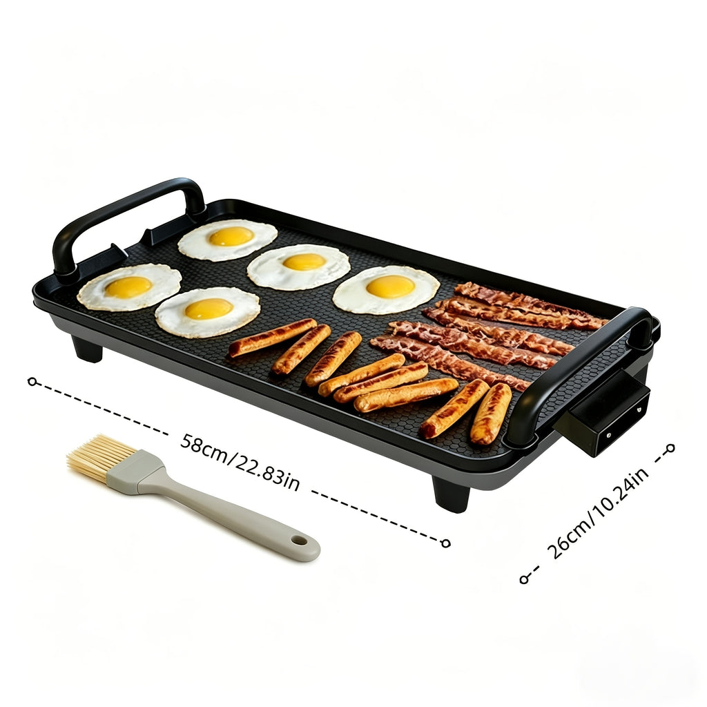 Black Electric Griddle with Nonstick Cooking Surface for Egg and Breakfast Preparation, 15.35 x 8.66 or 22.83 x 10.24 Inch Model Labels for Home Meals