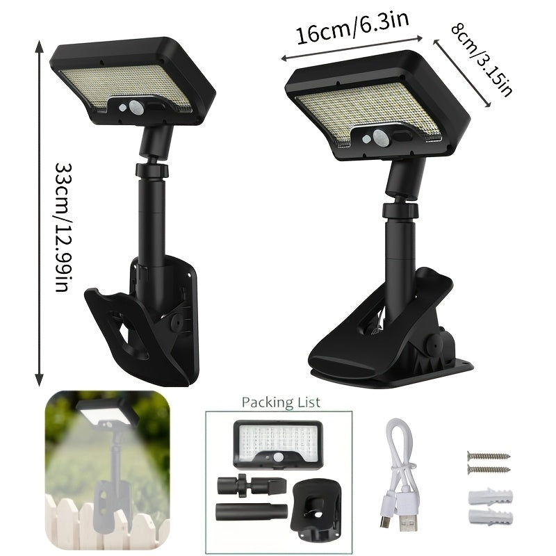 Solar Clip-On Light with Listed 98 LEDs and Three Lighting Modes, One or Two-Pack Options for Compatible Chain-Link Fence, Patio, Yard and Garage Locations