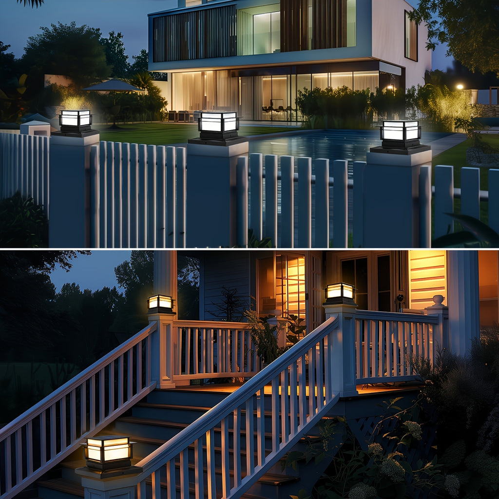 Solar Post Cap Lights 6 Pack for Fence and Deck Posts, Outdoor LED Accent Lighting for Decorative Garden, Porch, Patio and Stair-Area Settings