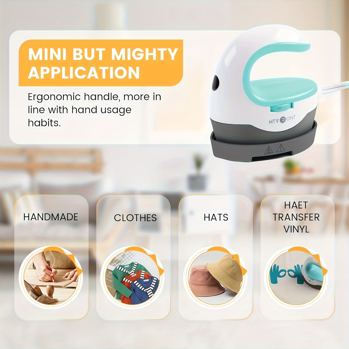 HTVRONT Mini Heat Press in Yellow for Small HTV and Compatible Sublimation Crafts, Three Temperature Settings from 284°F to 356°F with Insulated Base