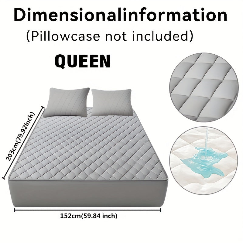 Fitted Mattress Protector with Listed 9–15 Inch Pocket Range, Single Solid-Color Bed Cover in Twin, Full, Queen and King Sizes with Nine Color Labels