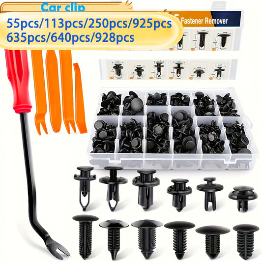 Bumper Retainer Clips and Plastic Push Rivet Fasteners for Compatible Car Applications, Seven Quantity Options with Removal Tool References