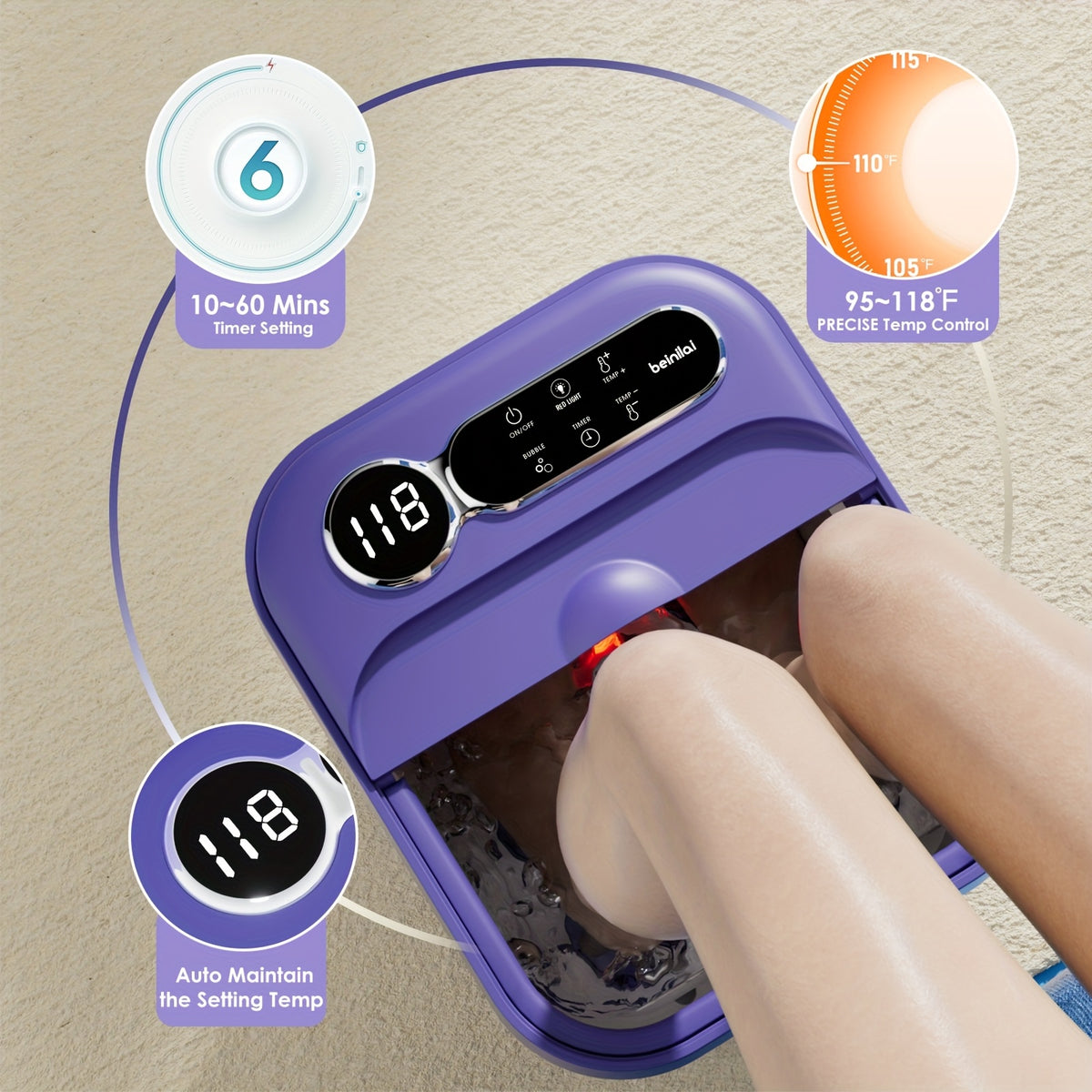 Collapsible Foot Spa with Listed Heating and Bubble Massage Features, Blue Automatic or Pink Basic Model Options for Adult Home Foot Care and Gift Planning