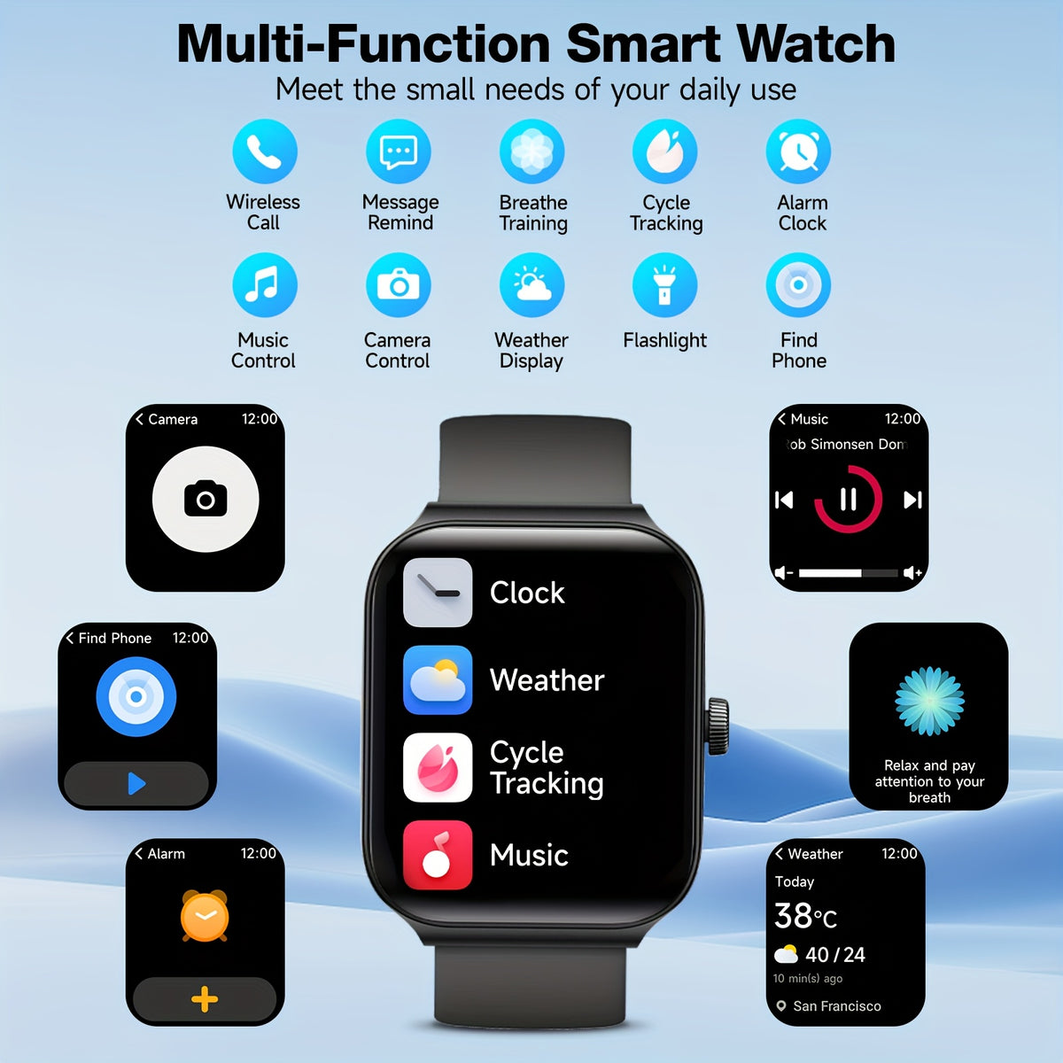 1.95 Inch Smart Watch with Alexa Built-in, Wireless Call Smartwatch with 100+ Sport Modes, Fitness Activity Tracker & Pedometer, for iPhone & Android, HD Touch Screen, Birthday & Mother's Day Gift