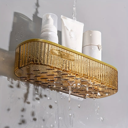 Acrylic Bathroom Shelf, Single Wall-Mounted Floating Organizer for Toiletries Near the Sink or Toilet, Green-ty and Amber-ty Color Options