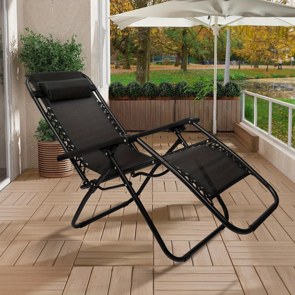 Portable Zero Gravity Lounge Chair with Adjustable Pillow, Single Folding Outdoor Recliner in Listed 26-Inch or 29-Inch Options for Patio, Beach and Camping Rest