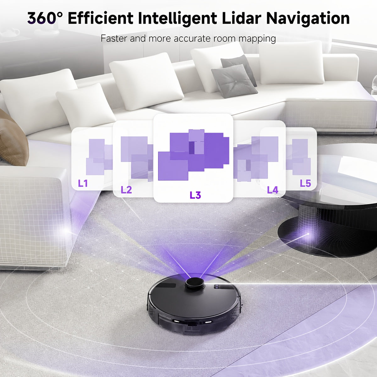 Robot Vacuum Cleaner in Black Max Option with Listed Smart Map Navigation, App and Alexa Voice Control, 2.99-Inch Slim Design and Automatic Recharging