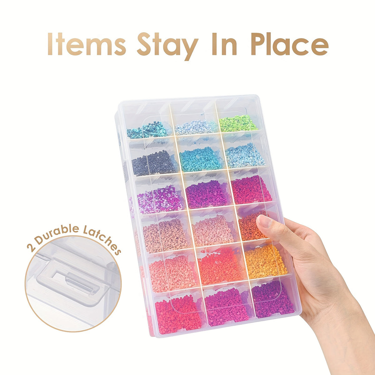 36-Grid Organizer Boxes by TOMNK, Clear Plastic Storage with Adjustable Dividers and Label Stickers, 5 8 or 10-Piece Options for Beads, Jewelry and Craft Supplies