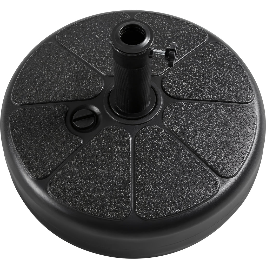 Fillable Patio Umbrella Base with 38mm Opening, Round Plastic Stand for Water or Sand Ballast with Built-In Handle for Garden and Lawn Shade Setups