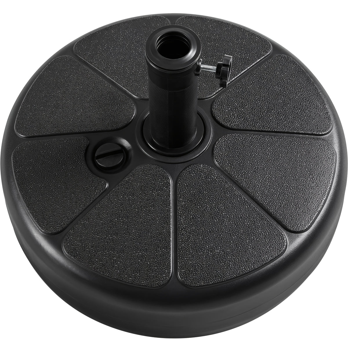 Fillable Patio Umbrella Base with 38mm Opening, Round Plastic Stand for Water or Sand Ballast with Built-In Handle for Garden and Lawn Shade Setups