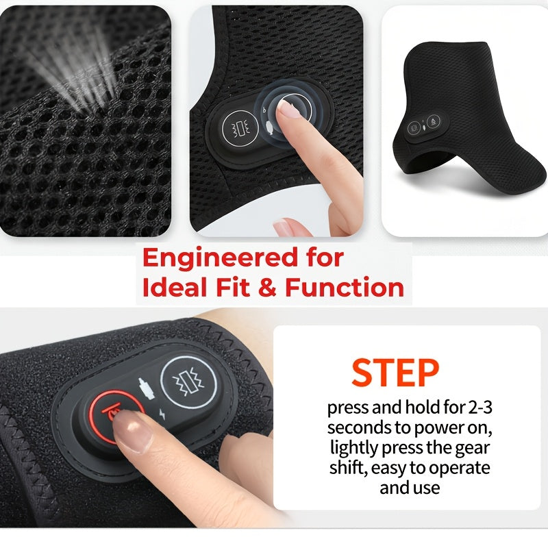 Heated Neck Massage Wrap with Three Temperature Levels, Black 2-in-1 Electric Heat and Vibration Accessory for Adult Home and Office Wind-Down Routines
