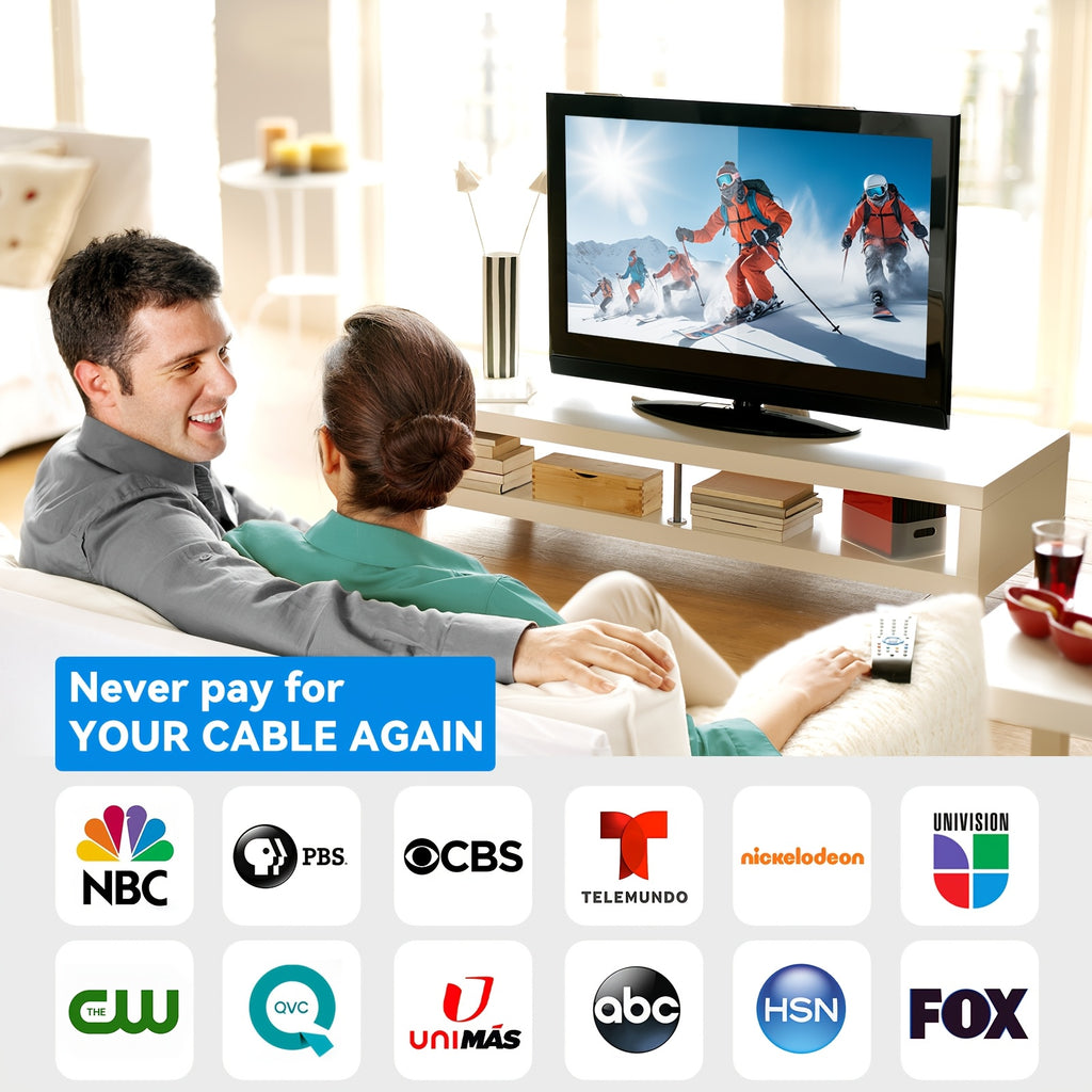 Digital TV Antenna Indoor and Outdoor, Long Range HDTV Signal with USB Power, 180° Rotatable Magnetic Base Mount for Smart and Legacy TVs, 4K 1080P Free Local Channels