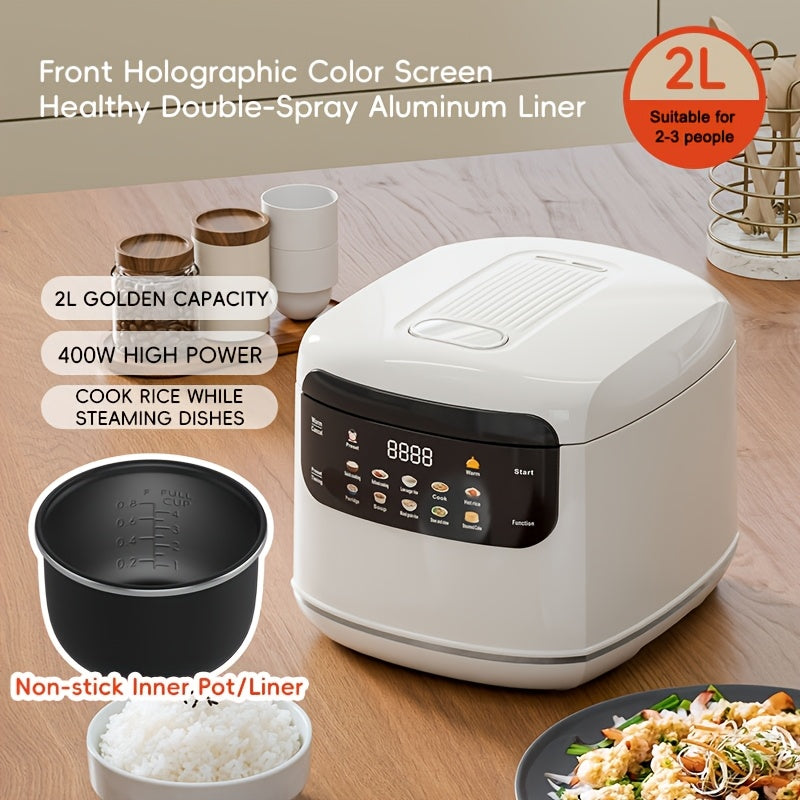 Multifunctional Rice Cooker with Listed 67 Oz Capacity and Ten-in-One Cooking Wording, White, Red or Black Options for Rice, Soup, Oatmeal and Small-Kitchen Meal Planning