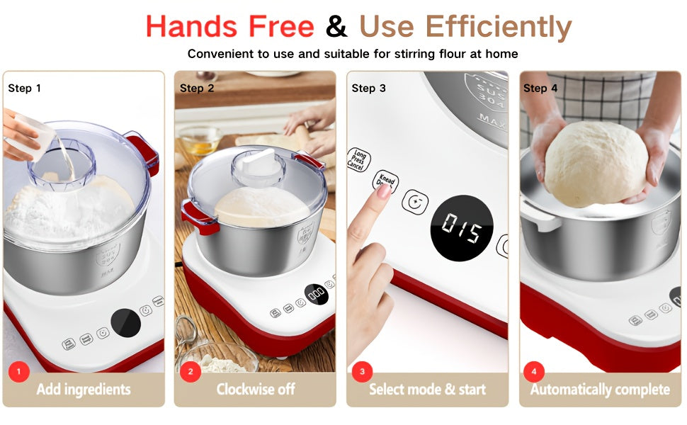 1.85gal(7.3QT)Electric Dough Mixer with Ferment Function, Bread Maker Machine, Dough Maker Machine with 304 Stainless Steel Bowl, Microcomputer Timing, Household Flour Kneading Machine for Pizza Bread, Christmas Gift