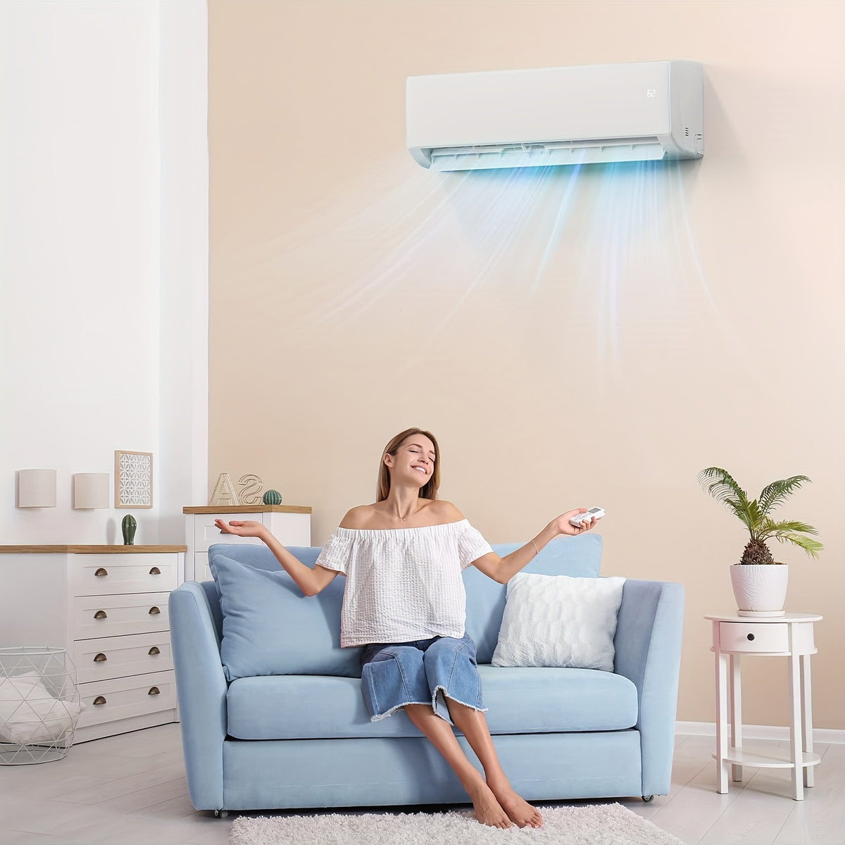 Ductless Mini Split Air Conditioner and Heat Pump, 11500 BTU WiFi Inverter System with Remote Control, Installation Kit and Washable Filter