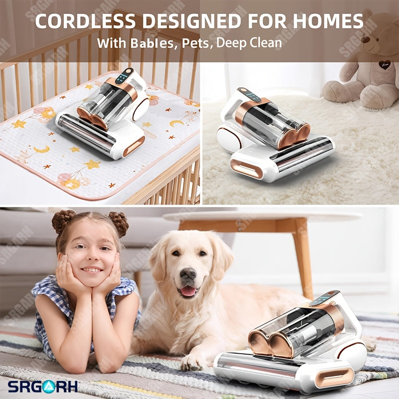 UVC Mattress Vacuum Cleaner with Hot Air, 16KPa Powerful Suction Bed Vacuum with Dual Dust Cup, Handheld Deep Cleaning Mattress Machine for Pillows, Sofa, and Carpet