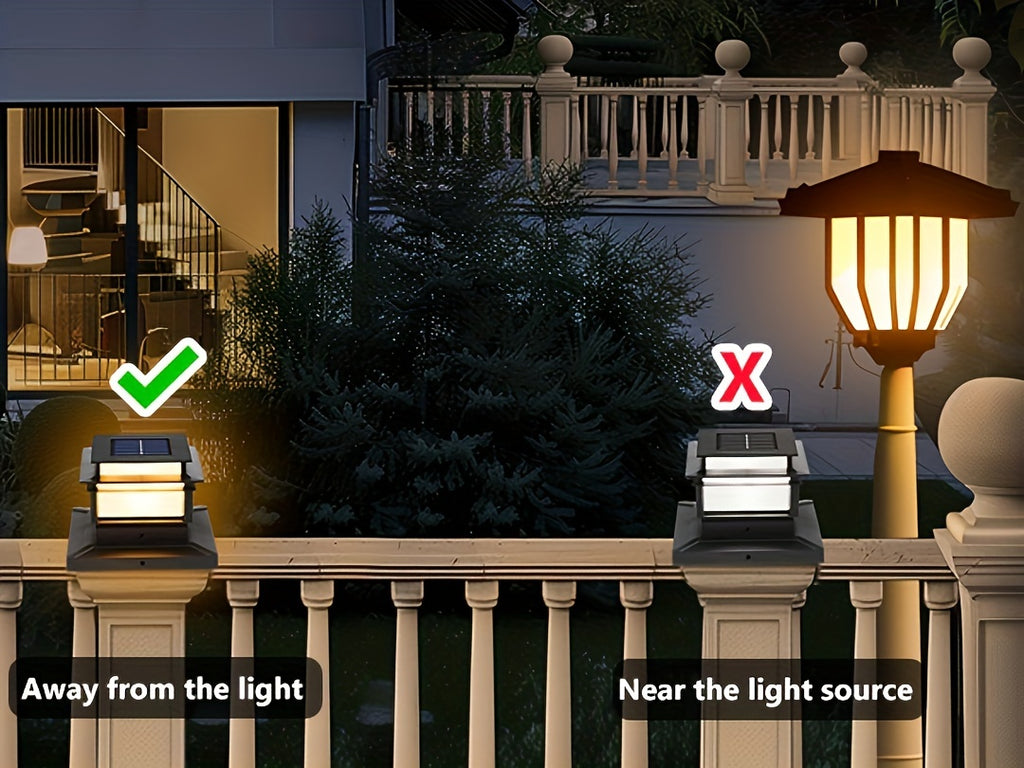 Solar Post Cap Lights 6 Pack for Fence and Deck Posts, Outdoor LED Accent Lighting for Decorative Garden, Porch, Patio and Stair-Area Settings
