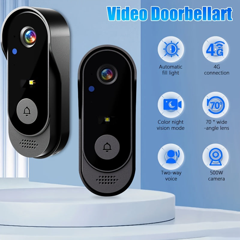 Wireless Video Doorbell Set with Listed 4.3-Inch Display, No-WiFi No-App Connection, Two-Way Intercom and SD Card Support for Home Visitor Viewing