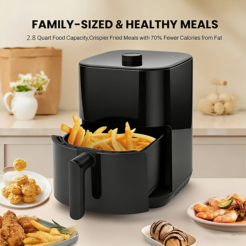 Basket Air Fryer with 6QT or 2.8QT Capacity Options, Listed LED Touchscreen and Nonstick Basket, Black Hot Air Cooker for Everyday Kitchen Meals and Snacks