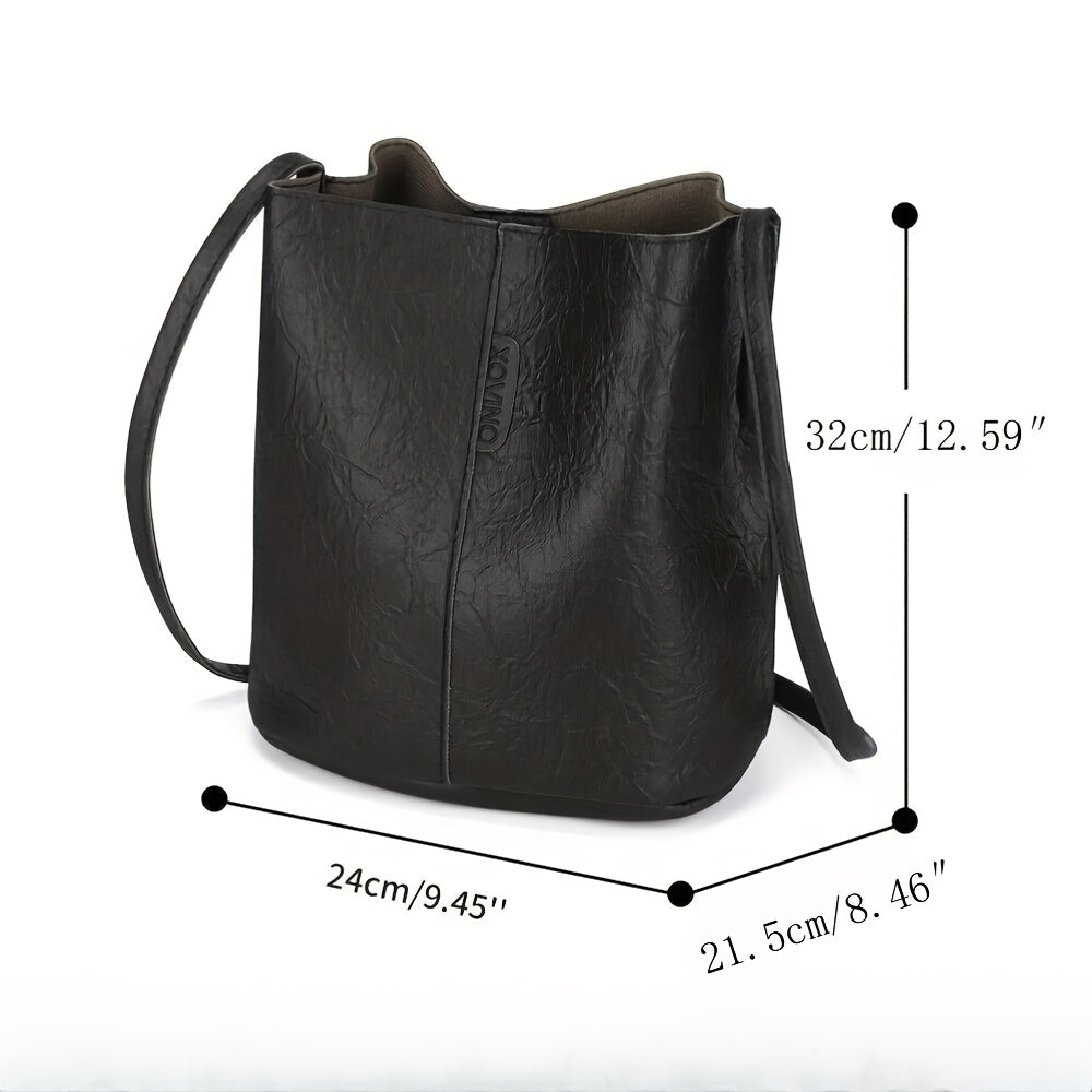 Women's Bucket Shoulder Bag in Brown or Black, Everyday Handbag for Shopping Trips, Casual Dates, Weekend Outings and Vacation Outfit Styling