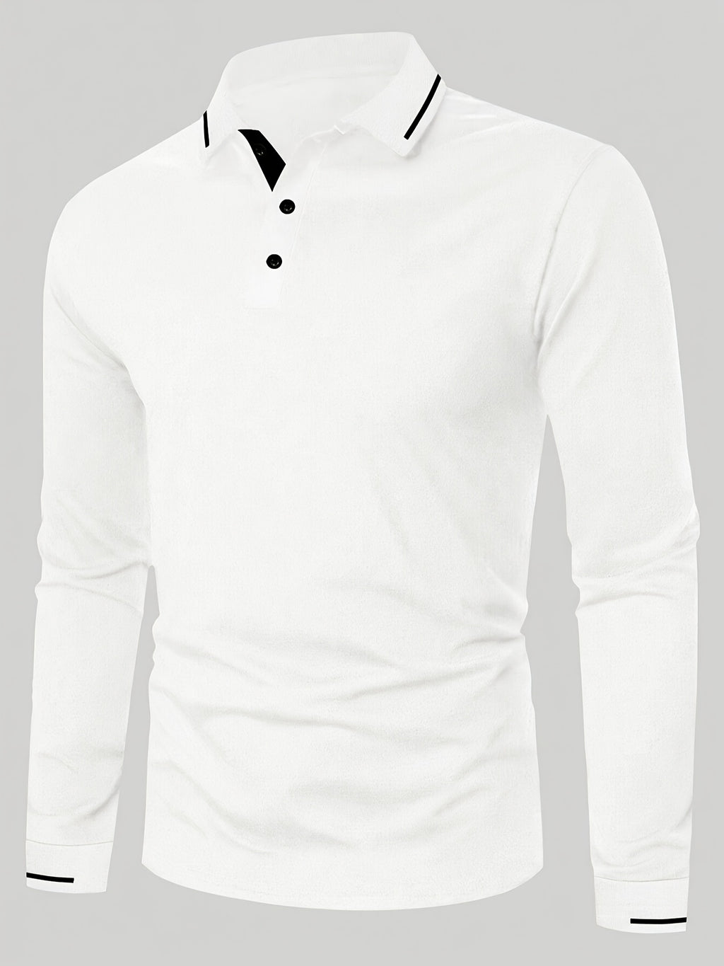 Men's Long Sleeve Polo Shirt, 100% Polyester with Slight Stretch, Regular Fit and Rib-Knit Details for Casual Golf and Spring-Fall Outfits