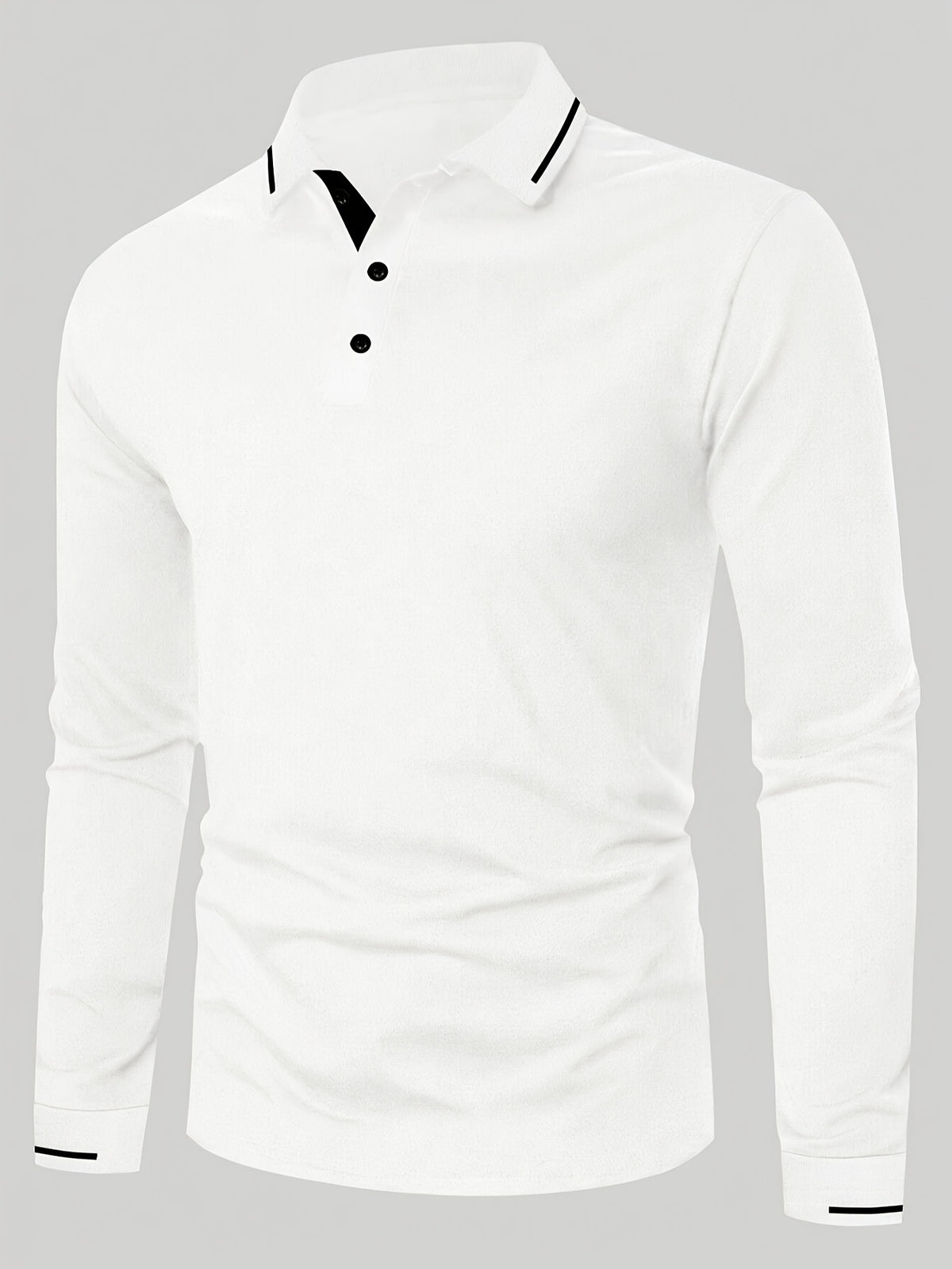 Men's Long Sleeve Polo Shirt, 100% Polyester with Slight Stretch, Regular Fit and Rib-Knit Details for Casual Golf and Spring-Fall Outfits