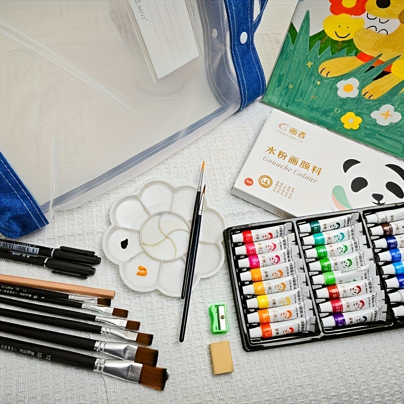 Gouache Paint Set with 36 Colors in Listed 12ml Tubes, Rich Coverage Reference for Adult Artists, Paper Painting, Compatible Canvas and DIY Crafts