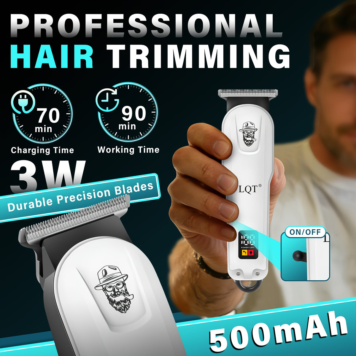Electric Hair Clipper Grooming Set for Men, Hair Cutting Tool with White, Black, Blue and Golden Kit Options plus Selected Two-Piece Configurations