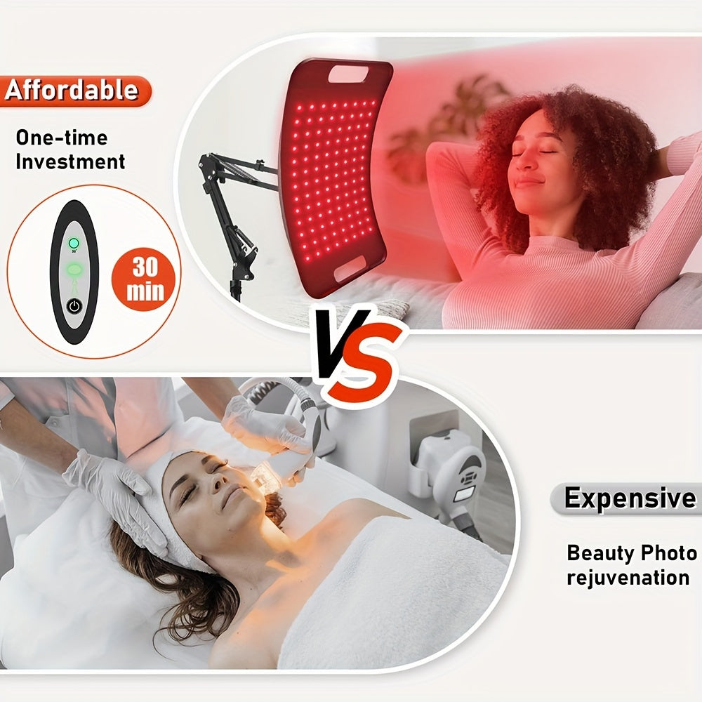 Red Light LED Lamp in Black with Listed Stand, 660nm and 850nm Wavelength Wording and Plug-In Design for Instruction-Guided Adult Personal Care Routines