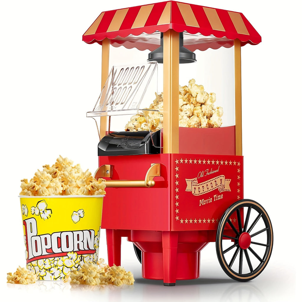 Red Hot Air Popcorn Maker by Oyajia with Listed 1400W Power and Measuring Cap, Electric Air Popper with Lid and User Manual for Home Movie Nights and Party Snacks