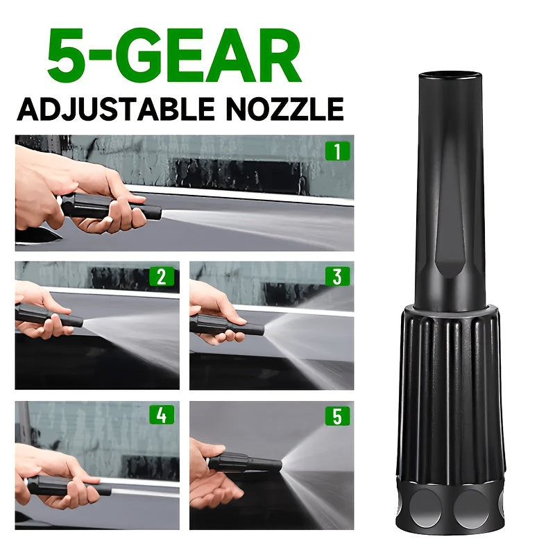 Stainless Steel Garden Hose with 10-Function Nozzle and Brass Joint, Metal Watering Hose in Multiple Length and Upgrade Kit Options for Yard and Car Care