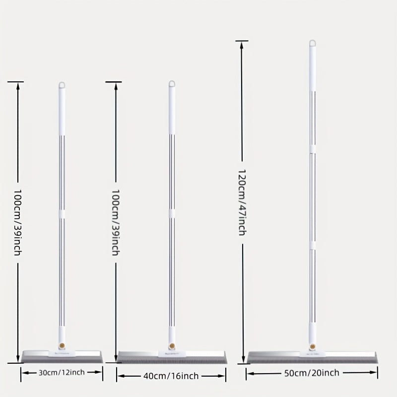 Pet Hair Removal Floor Broom, Long-Handle Household Cleaning Tool with 30cm, 40cm or 50cm Size Labels for Compatible Tile, Carpet and Everyday Room Cleanup