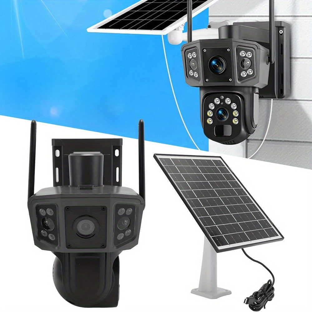 355° PTZ Outdoor Security Camera with 2.4GHz WiFi, Color Night Vision, PIR Sensor, Auto Tracking and Two-Way Audio, Solar and 4K-Labeled Options