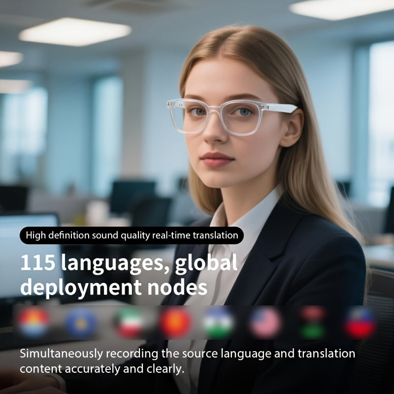 AI Translation Glasses with Phone Camera Remote Control, Wireless Audio and Calls, Voice Assistant and Color-Changing Lens Options, No Built-In Camera