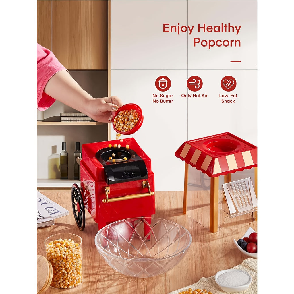 Red Hot Air Popcorn Maker by Oyajia with Listed 1400W Power and Measuring Cap, Electric Air Popper with Lid and User Manual for Home Movie Nights and Party Snacks