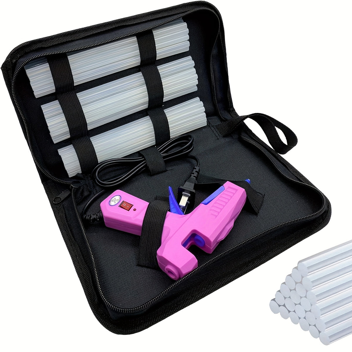 Hot Glue Gun Kit 30W with 30 Glue Sticks, 7 x 150mm Hot Melt Adhesive Tool in Seven Color Options for DIY Crafts, Handmade Decorations and Small Home Repairs