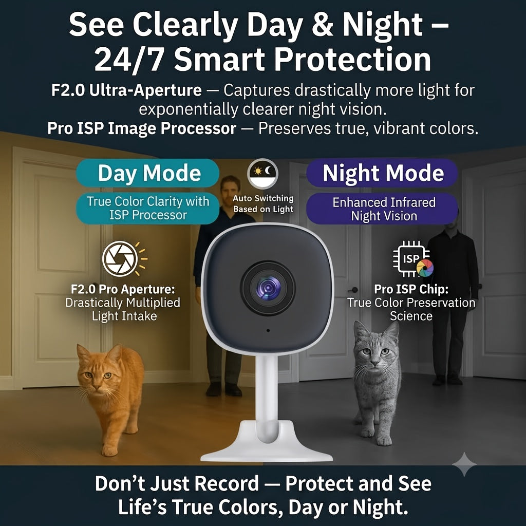 Magnetic Mount Indoor Security Camera 2K with Dual-Band WiFi, Night Vision, Two-Way Audio and AI Detection Alerts, USB-Powered Home Monitoring Camera