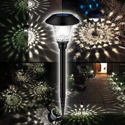 Glass Solar Pathway Lights 8-Pack with Stainless Steel Material Reference and Automatic On-Off, Brown or Black Options for Garden, Patio and Walkway Decor