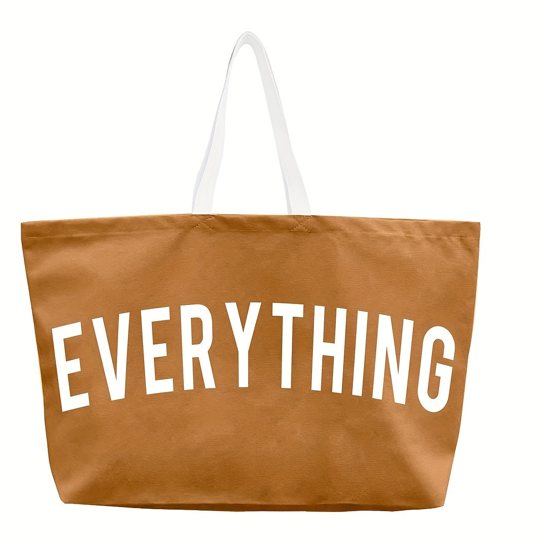 Letter Print Canvas Tote Bag for Women, Large-Capacity Top-Handle Shopping and Commuter Handbag in Multiple Colors for Everyday Errands