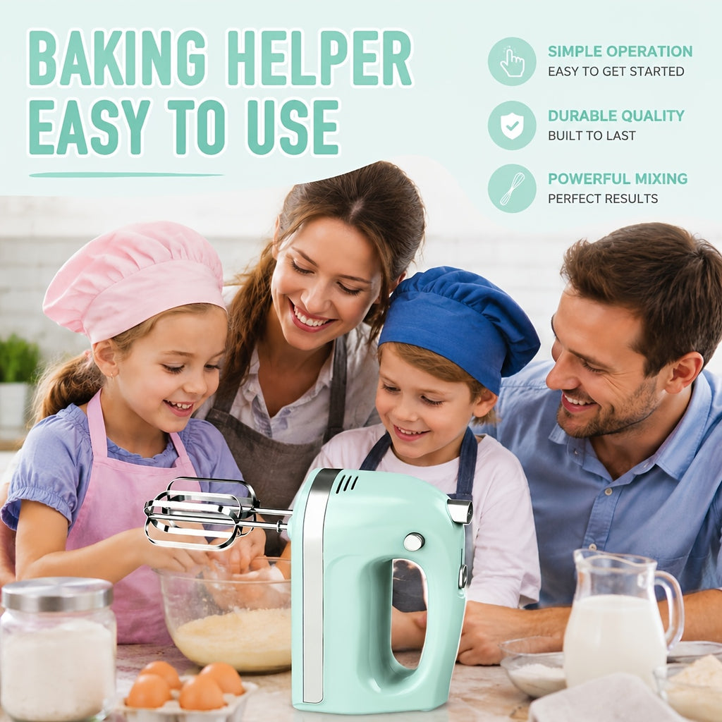 Electric Hand Mixer 5 Speed with Turbo Boost, 5 Stainless Steel Attachments, Handheld Mixer for Cake, Cookies & Bread Dough, with Storage Case Option, Kitchen Baking Gift, 5 Colors