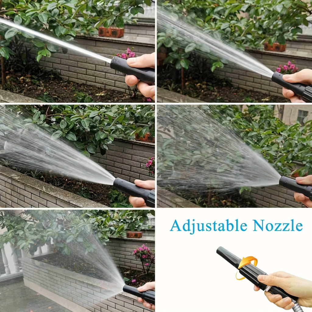Flexible Metal Garden Hose with Spray Nozzle, Stainless Steel Watering Hose for Yard Care and Vehicle Rinsing, Standard and Upgraded Length Options