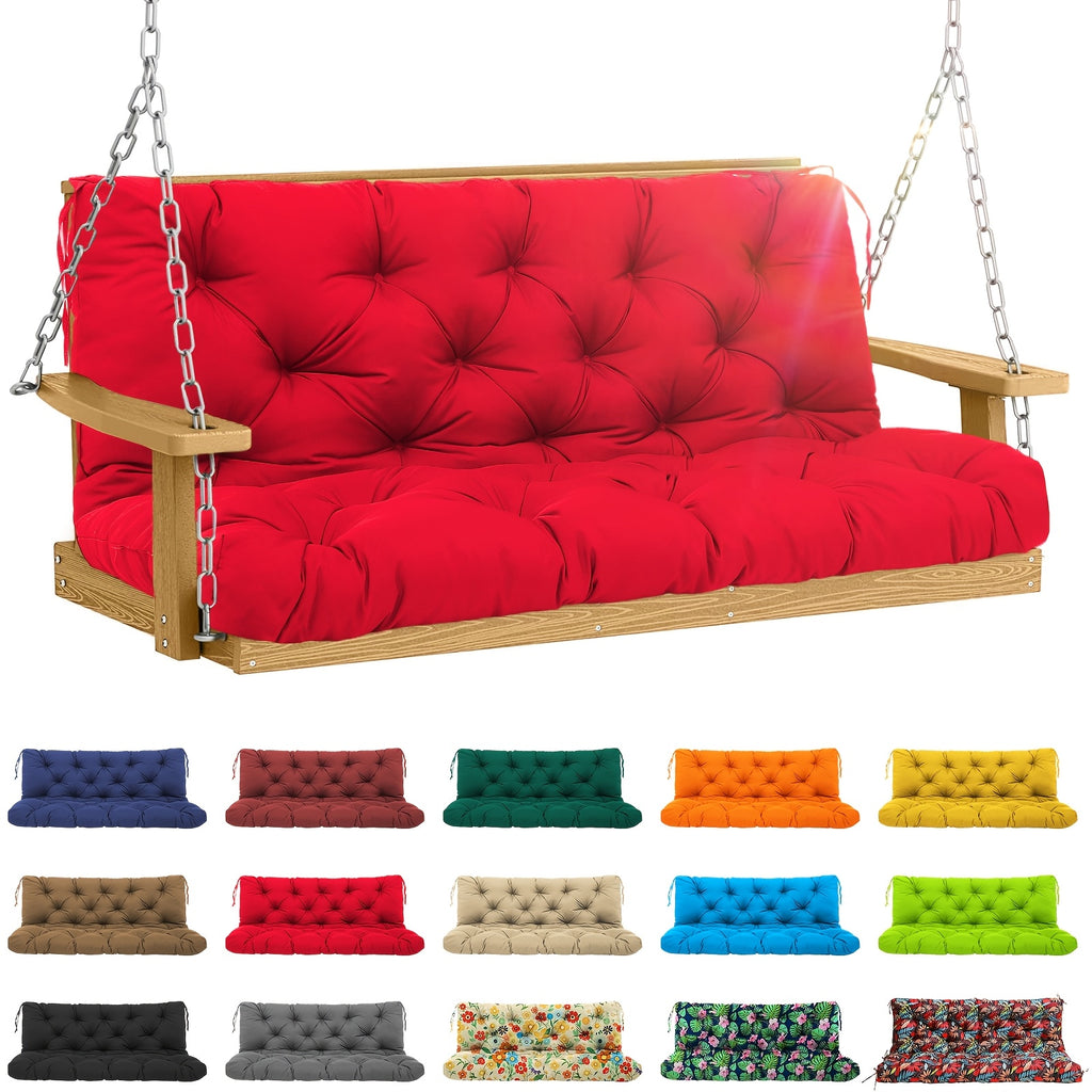 Porch Swing Replacement Cushion with Backrest and Ties, Listed 5-Inch Thickness, 48 or 60-Inch Size Labels and Five Color Choices for Patio Bench Seating